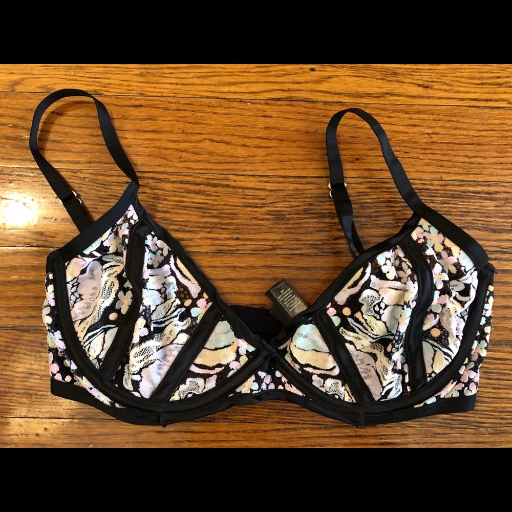 NWOT For Love and Lemons Black Floral Lace Bra